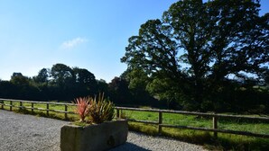 A gravel path with a concrete planter and a wooden fence. - 3 Bed in Callington (oc-mbarn) (Linkinhorne)