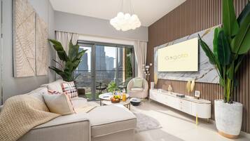 Luxury Apartment, Balcony, City View | Living area