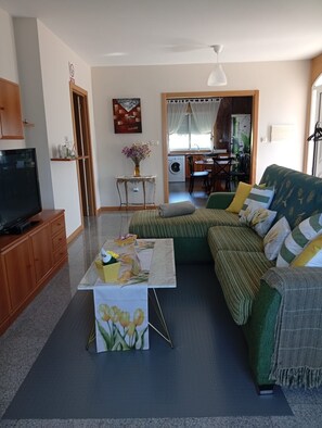 TV - Holiday Home 'Os Cabaleiros' with Mountain View, Private Terrace and Wi-Fi (Carballeira)