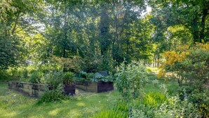 A garden with raised beds, various plants, and a pathway. - 1 Bed in Holt (oc-40430) (Hempstead)