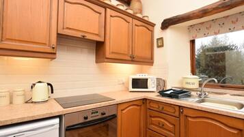 Oven, highchair, cookware/dishes/utensils