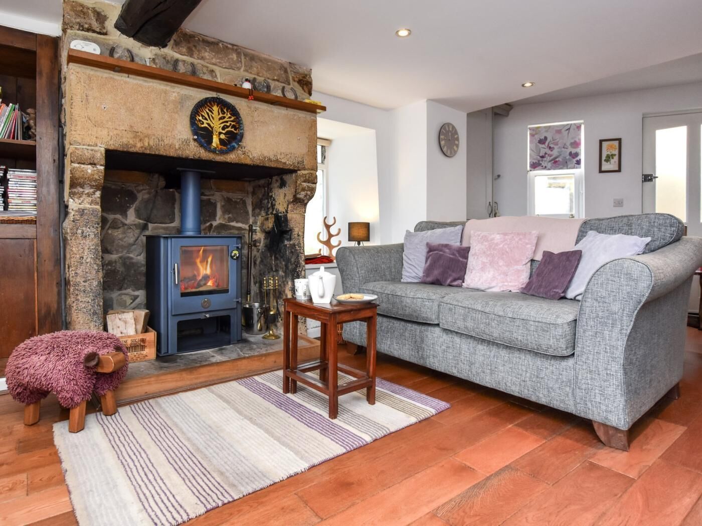 TV, fireplace