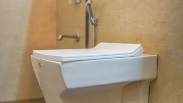 Shower, free toiletries, towels, soap