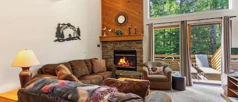 Televisión y chimenea