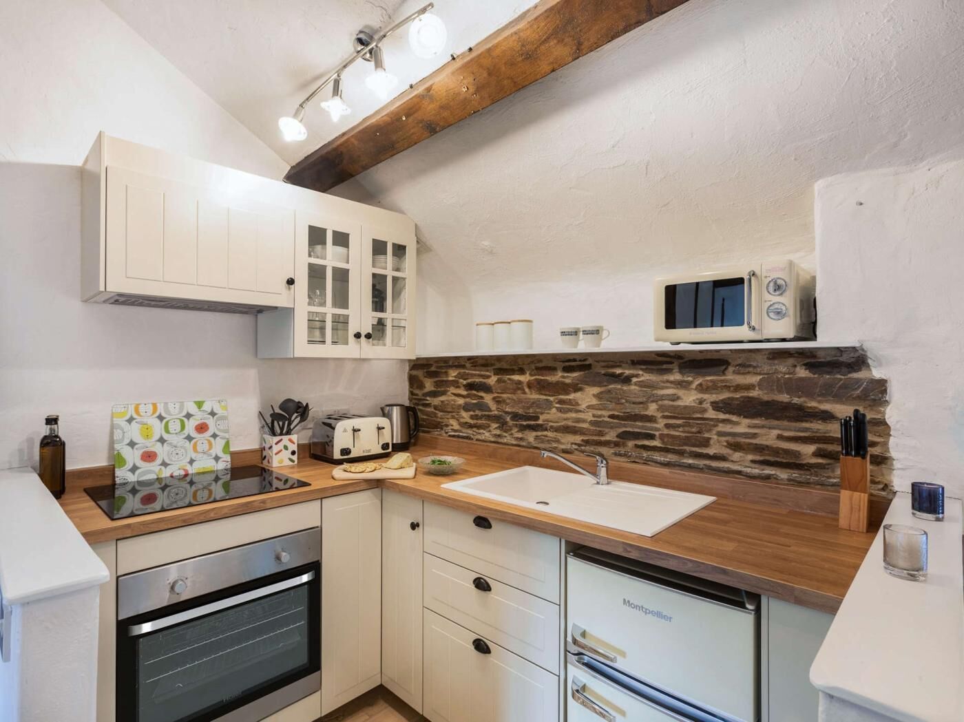 Oven, high chair, cookware/dishes/utensils