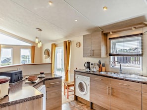 Oven, dishwasher, high chair, cookware/dishes/utensils