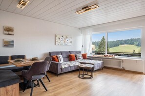 Tv, ett bordtennisbord och en stereo