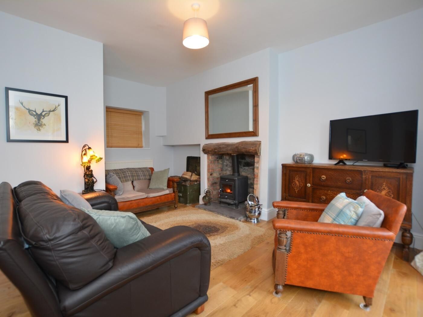 TV, fireplace
