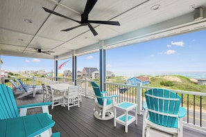 Terrace/patio - KD2504A-Beautiful, new build home, 5 bedroom, Ocean View, Hot Tub, Elevator! (Kill Devil Hills)