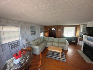 TV, fireplace