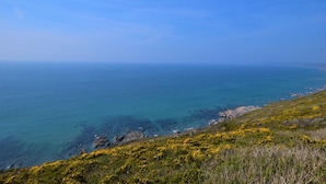 A coastal landscape with a clear view of the sea and a grassy hillside. - 3 Bed in Torpoint (oc-74300) (Kingsand)