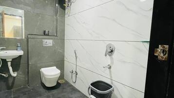 Shower, towels, soap