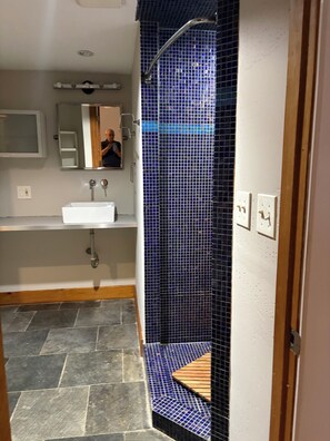 Shower, towels, soap, toilet paper - Cozy 1-bedroom apartment in lovely Atlanta near Historic Fourth Ward 
Park (Atlanta)