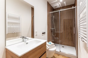 Shower, hair dryer, towels - Furnished Apartment Radebeul with Shared Terrace, Garden & Wi-Fi (Radebeul)