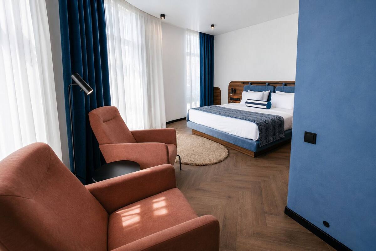 Ropa de cama de alta calidad y minibar 