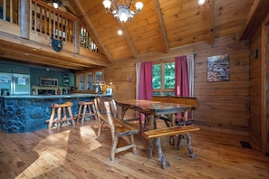 Dining - Stunning, huge 5 bdrm log home- Canoe/firepi!t/pet (lake lure)
