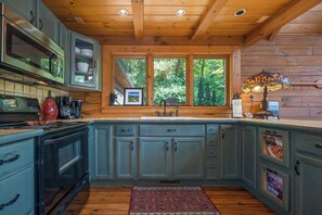 Private kitchen - Stunning, huge 5 bdrm log home- Canoe/firepi!t/pet (lake lure)