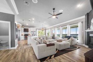 Living area - Hillside Oasis - Lake & Sunset Views with Hot Tub (Lago Vista)