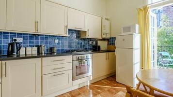 Oven, highchair, cookware/dishes/utensils