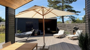 Outdoor dining - New-build timber house with private garden (Hals)