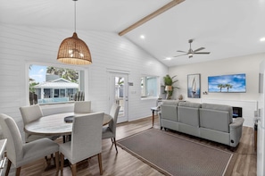House, Multiple Beds, Pool Access, Pool View (High Tide Hideaway) | Living area - High Tide Hideaway - Private Pool, Pet Friendly, Golf Cart (Port Aransas)