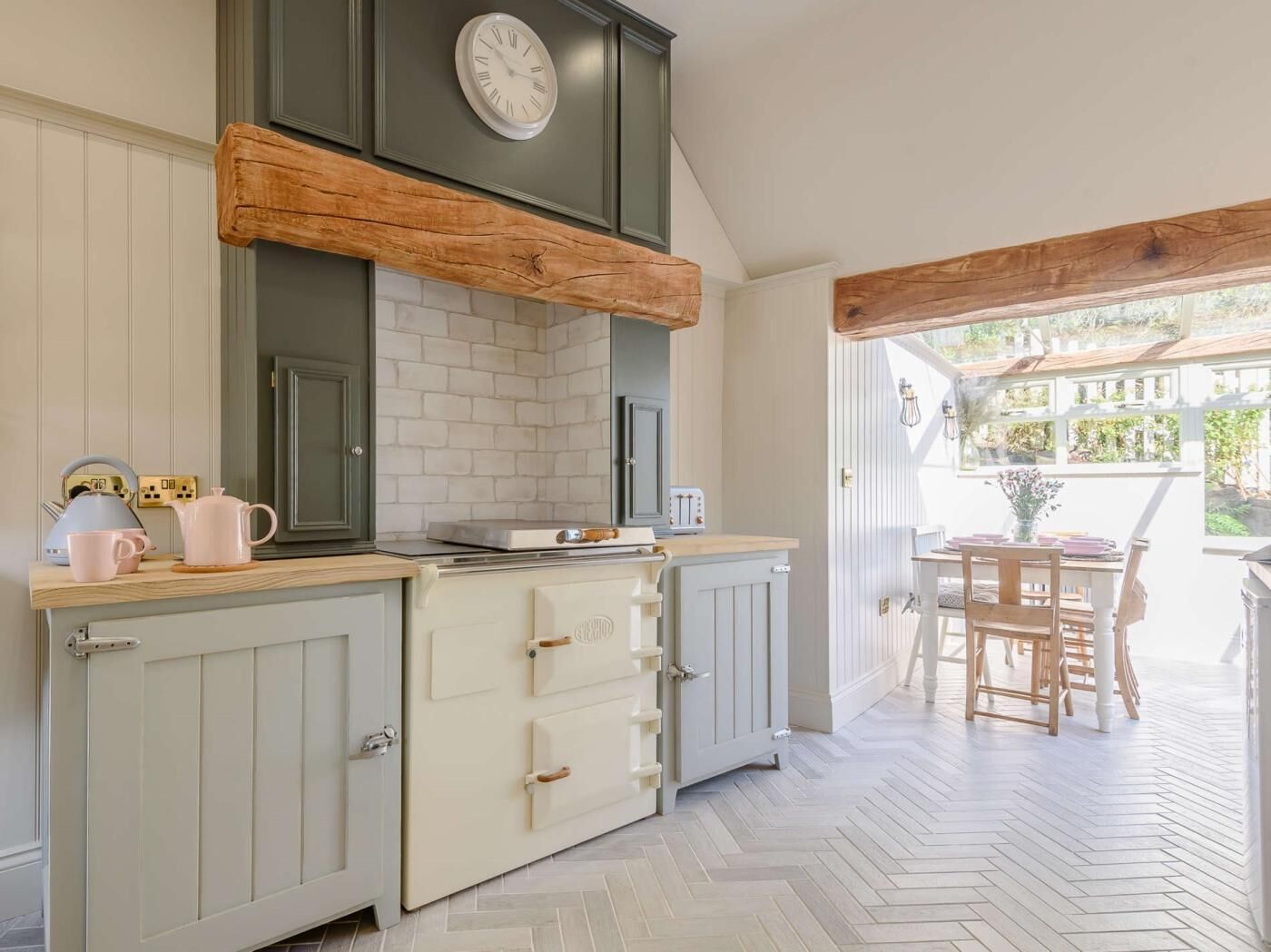 Oven, highchair, cookware/dishes/utensils