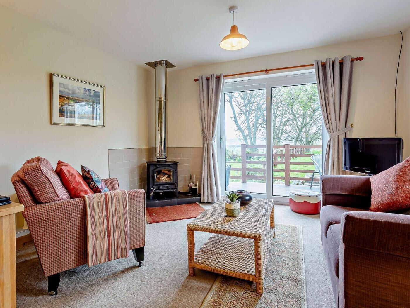 TV, fireplace