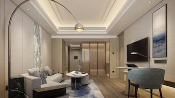 Comfort Suite, 1 King Bed, City View | Living room