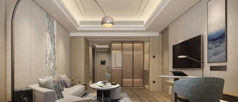 Suite Confort, 1 très grand lit, vue sur la ville | Salle de séjour