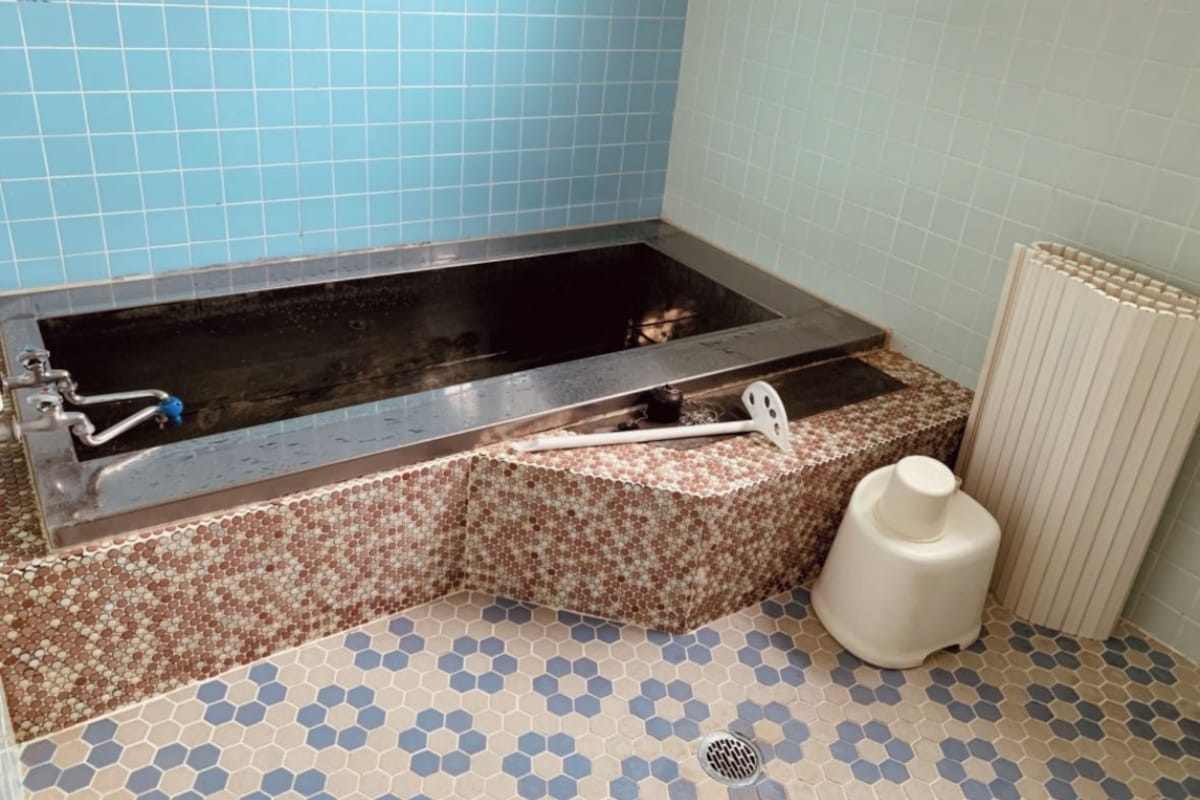A bathroom with a bathtub, a shower, a toilet, and a radiator.