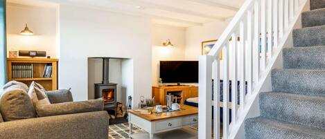 TV, fireplace