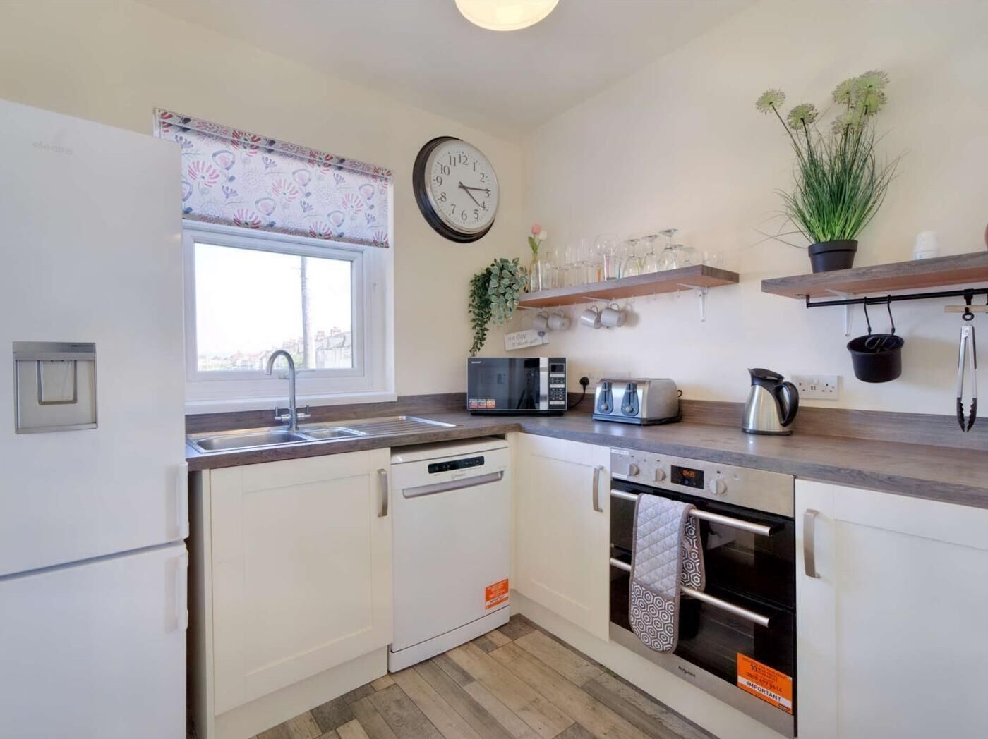 Microwave, oven, dishwasher, high chair