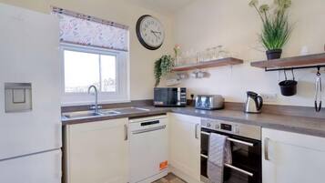 Microwave, oven, dishwasher, high chair