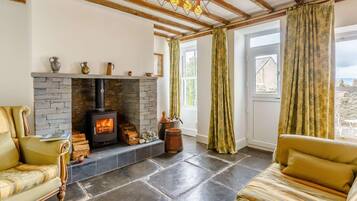 TV, fireplace