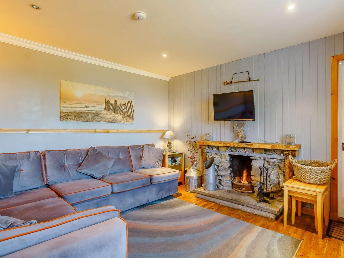 TV, fireplace