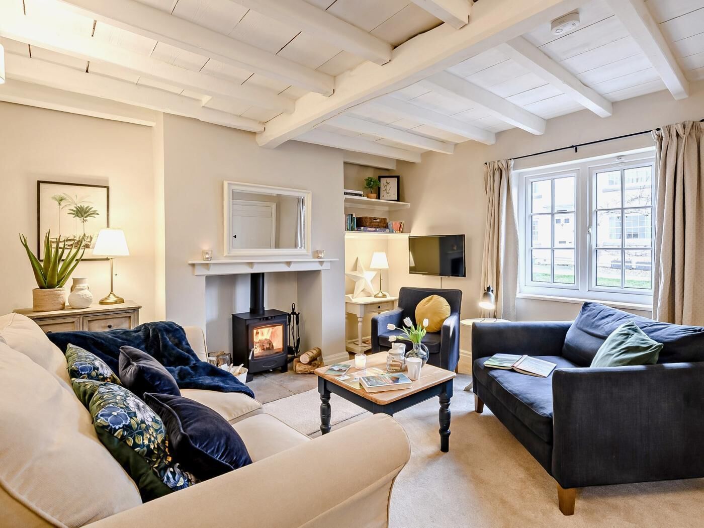 TV, fireplace