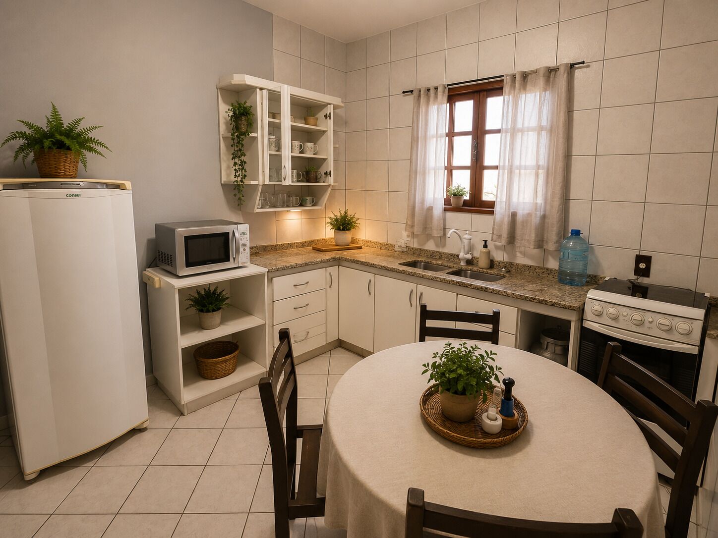 Großer Kühlschrank, Mikrowelle, Ofen, Herdplatte