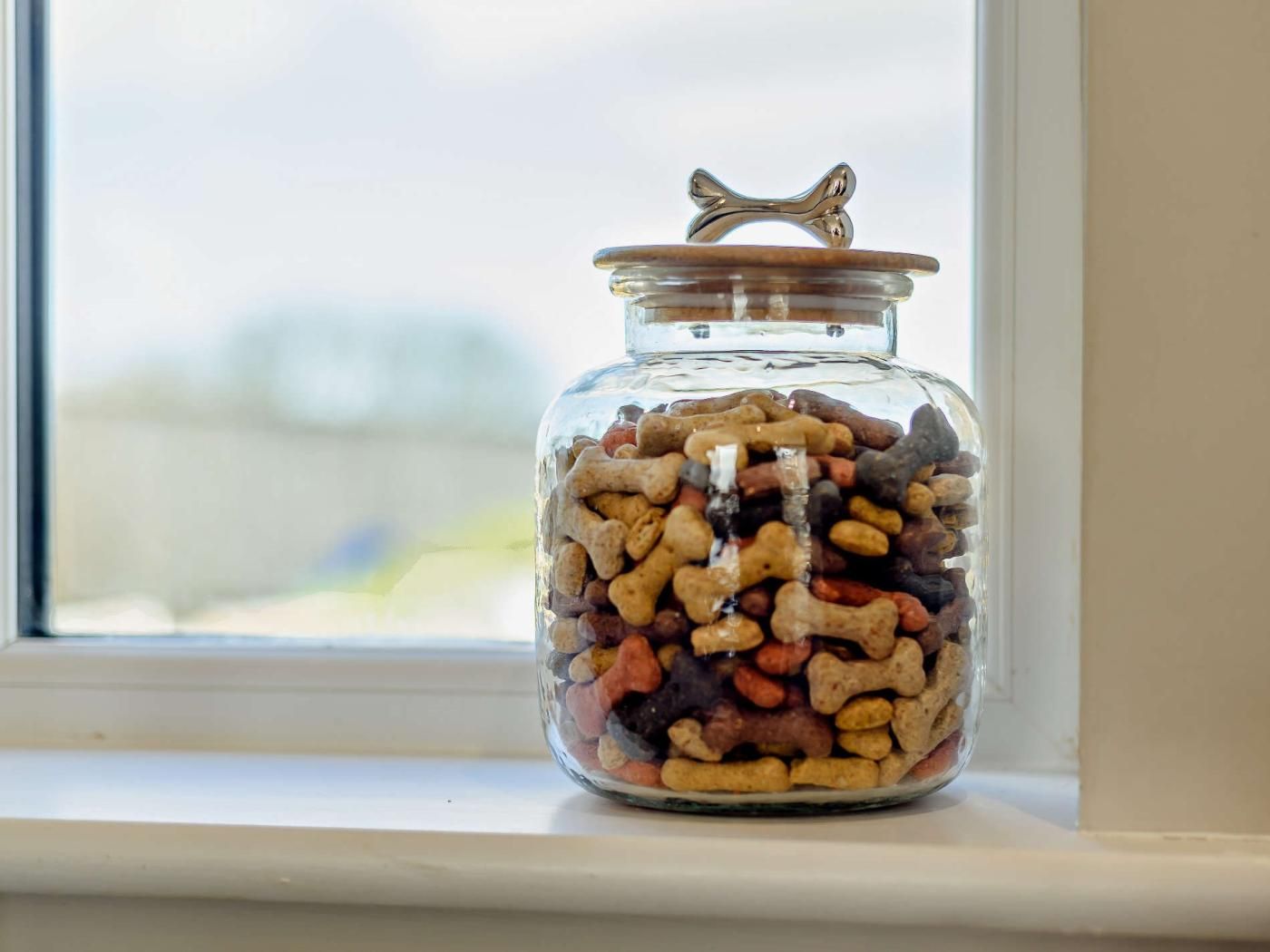 A glass jar with a metal lid on a windowsill.