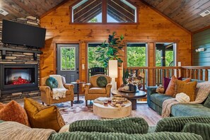 TV, fireplace, video games, stereo - Olive Hill | Sleeps 32 Pool Hot Tub Theater Sauna (Sevierville)