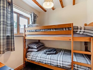 A bunk bed room with a window, curtains, and a ceiling light fixture. - 2 Bed in Dereham (oc-92392) (Horningtoft)