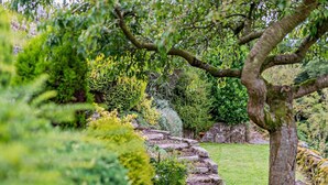 A garden with a stone pathway, various shrubs, and a tree. - 2 Bed in Matlock (oc-92639) (Holloway)