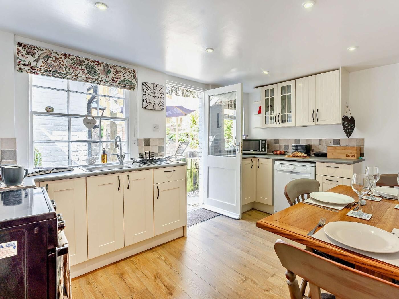 Dishwasher, high chair, cookware/dishes/utensils