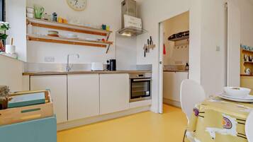 Dishwasher, high chair, cookware/dishes/utensils