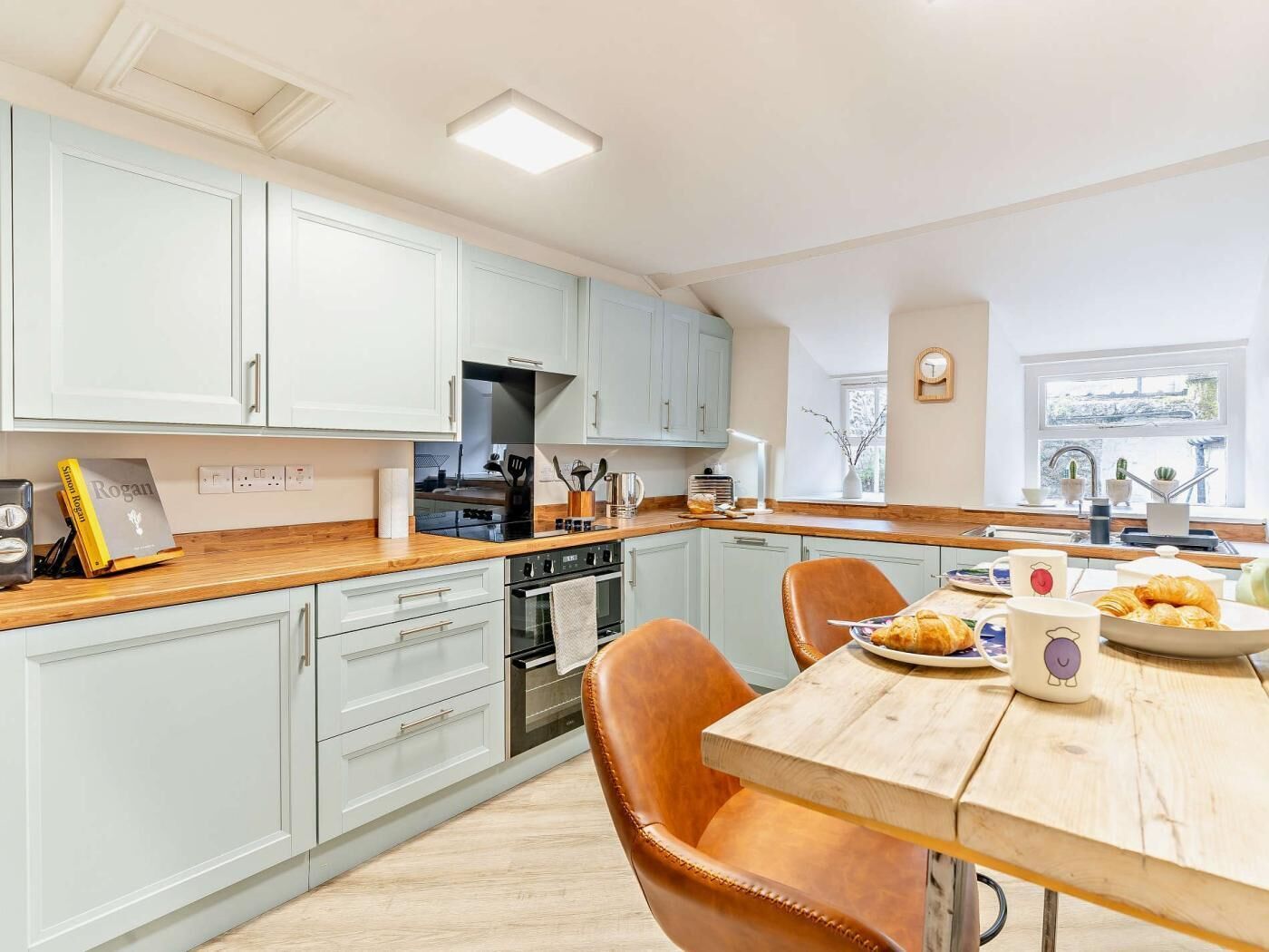 Microwave, oven, dishwasher, high chair