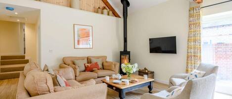 TV, fireplace