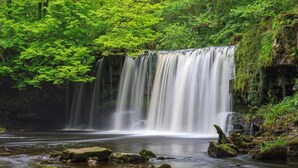 A waterfall surrounded by lush greenery. - 3 Bed in Brecon (oc-bn419) (Llandeilo'r-Fan)
