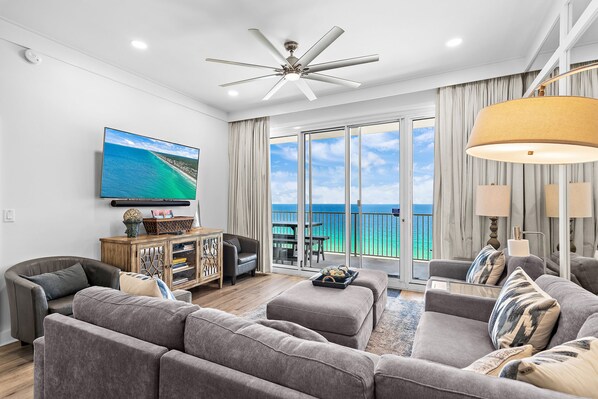 Living area - Beach Front Unit - Amazing Views - Tops'l Resort - Penthouse - Tides 1502 (Miramar Beach)
