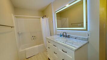 Hair dryer, towels, toilet paper