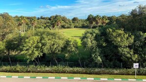 A green landscape with a speed limit sign of 20. - Serene 2-bedroom apartment in Cabo Negro with view of golf course (Cabo Negro)