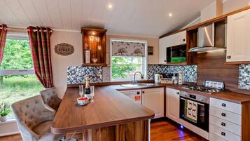 Oven, highchair, cookware/dishes/utensils